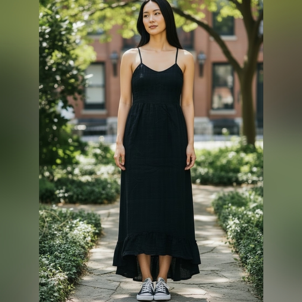 Isabel Lu Cotton Eyelet Black Breathable  Racerback Dress Size Small